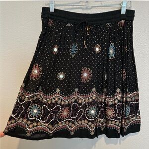 Women’s bohemian Paisley sequence black skirt one size